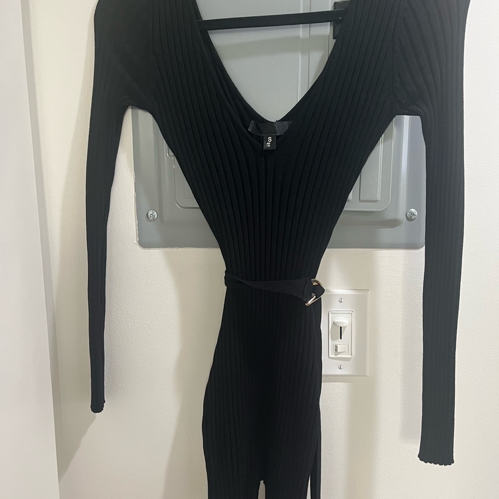 Ribbed belted romper